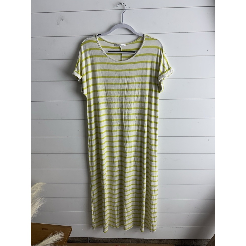 Chris & Carol‎ White And Neon Yellow Dress No Tag (xl) 715